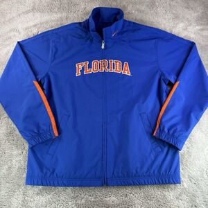 Nike Team Florida Gators Jacket Men's XL Blue Full Zip Spellout Windbreaker NCAA
